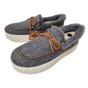 Skechers Cozy Ojai Faux Fur Lined Memory Foam Slippers Women's 11 Dk Gray NWT